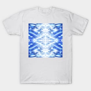 Bright Blue Fractal Kaleidoscope Design T-Shirt